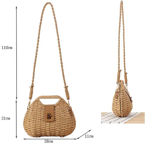 YYW Straw Bag Women Woven Beach Handbag Basket Shape Tote Bags for Spring Summer Purse in Kuwait