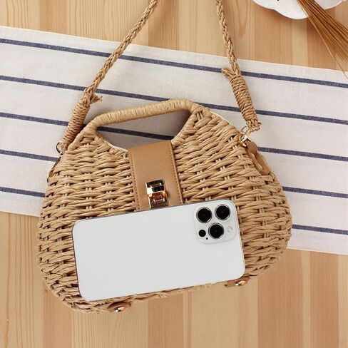 YYW Straw Bag Women Woven Beach Handbag Basket Shape Tote Bags for Spring Summer Purse in Kuwait