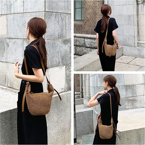Ayliss Women Straw Handbag Purse Small Summer Beach Handmade Crossbody Shoulder Tote Handbag Handwoven Beach Straw Bag in Saudi Arabia