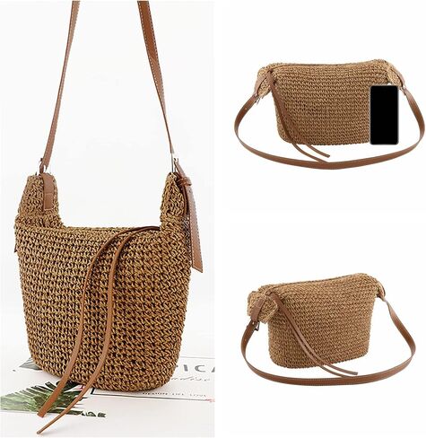Ayliss Women Straw Handbag Purse Small Summer Beach Handmade Crossbody Shoulder Tote Handbag Handwoven Beach Straw Bag in Saudi Arabia