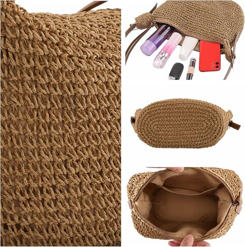 Ayliss Women Straw Handbag Purse Small Summer Beach Handmade Crossbody Shoulder Tote Handbag Handwoven Beach Straw Bag in Saudi Arabia