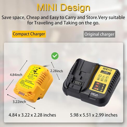 Mini Car Battery Charger for Dewalt 20V 18V Li-ion Battery, Replace for DCB112, 2A Mini Vehicle Charger for MAX XR DCB201 DCB202 DCB203 Battery (Charger Only) in Saudi Arabia