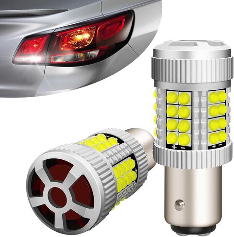 Upgraded 1157 2057 Led Bulbs for Third Brake, Center High-Mounted Stop, Parking, Turn signal, Side Marker, Tail, 2500 LM Anti Hyper Flash CANBus Error Free Lights for Cars, Trucks (Red) in Saudi Arabia