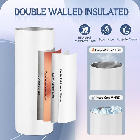 4 عبوات من أكواب التسامي السائبة سعة 20 أونصة بهلوان نحيف مستقيم مع غطاء وقش من الفولاذ المقاوم للصدأ معزول بفراغات التسامي وأكواب أكواب القهوة مع أفلام تغليف قابلة للانكماش in Kuwait