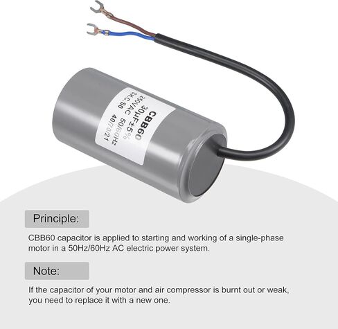 MECCANIXITY CBB60 Run Capacitor 30uF 250V AC 2 Wires 50/60Hz Cylinder Motor Running Capacitor 96x50mm with Terminal for Air Compressor Water Pump in Saudi Arabia