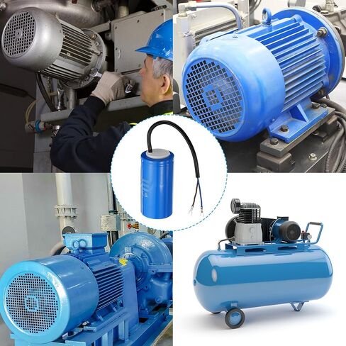 PATIKIL CD60 Run Capacitor, 300uF 250VAC 50/60Hz Motor Starting Capacitor with 2 Wires for Air Compressor Motor Starts Running in Kuwait