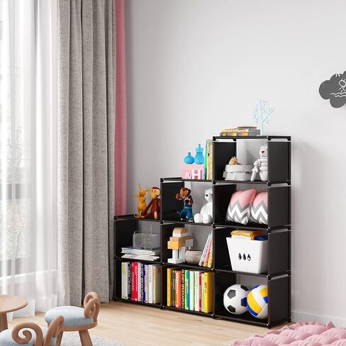 Bookshelf, Assembled Storage Rack, Bedroom Living Room Vertical Cabinet Bookshelf, Double Row 9-Grid Multi-Functional Storage Equipment (Grey) in Saudi Arabia