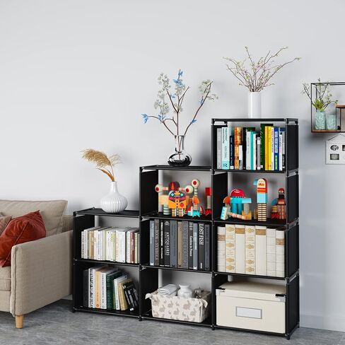 Bookshelf, Assembled Storage Rack, Bedroom Living Room Vertical Cabinet Bookshelf, Double Row 9-Grid Multi-Functional Storage Equipment (Grey) in Saudi Arabia