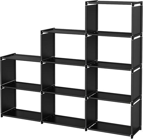 Bookshelf, Assembled Storage Rack, Bedroom Living Room Vertical Cabinet Bookshelf, Double Row 9-Grid Multi-Functional Storage Equipment (Grey) in Saudi Arabia