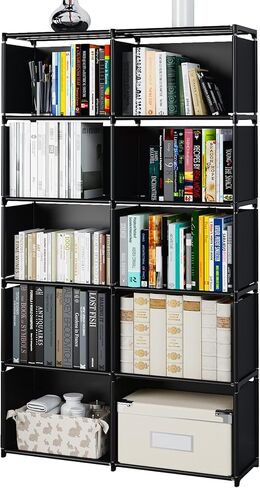 Bookshelf, Assembled Storage Rack, Bedroom Living Room Vertical Cabinet Bookshelf, Double Row 9-Grid Multi-Functional Storage Equipment (Grey) in Saudi Arabia
