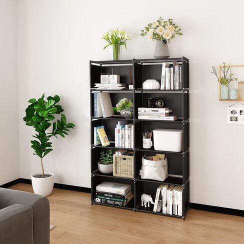 Bookshelf, Assembled Storage Rack, Bedroom Living Room Vertical Cabinet Bookshelf, Double Row 9-Grid Multi-Functional Storage Equipment (Grey) in Saudi Arabia