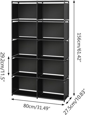 Bookshelf, Assembled Storage Rack, Bedroom Living Room Vertical Cabinet Bookshelf, Double Row 9-Grid Multi-Functional Storage Equipment (Grey) in Saudi Arabia