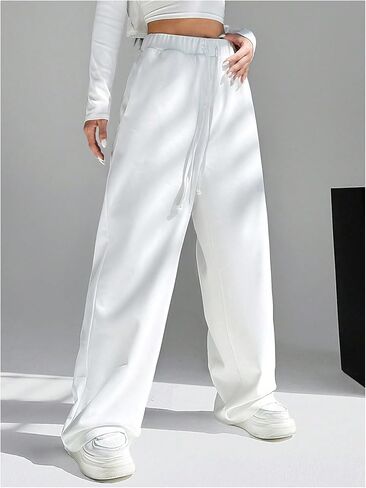GORGLITTER Women's Drawstring Waist Straight Leg Sweatpants Slant Pocket Jogger Pants in Saudi Arabia
