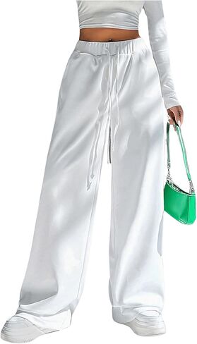 GORGLITTER Women's Drawstring Waist Straight Leg Sweatpants Slant Pocket Jogger Pants in Saudi Arabia