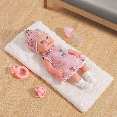 ألعاب دمى أطفال 12 بوصة لصندوق هدايا للفتيات بعمر 2 + سنة مع زجاجة دمية خشخيشة ومصاصة وبطانية in Kuwait