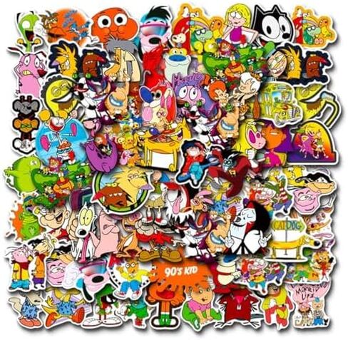 90s Cartoon Stickers 100PCS Vinyl Waterproof Stickers for Water Bottles,Cartoon Anime Stickers for Kids in Saudi Arabia