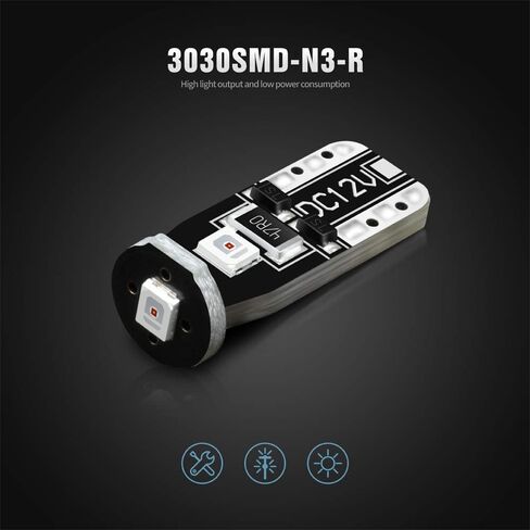 SIRIUSLED -N3- مصابيح LED حمراء 194 لمبات LED ساطعة للغاية 3030 شريحة لشاحنة السيارة، خريطة القبة الداخلية للباب، أضواء لوحة الترخيص، إسفين مدمج T10 168 2825، حزمة من 10 in Saudi Arabia