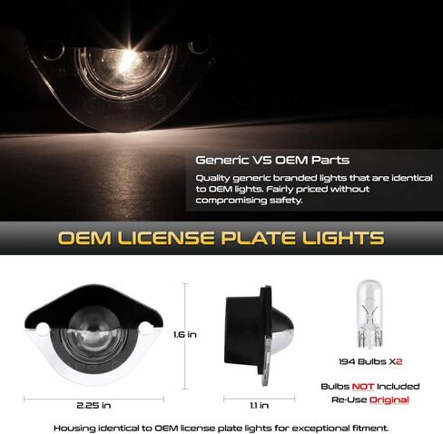 VIPMOTOZ OE-Style License Plate Light Tag Lamp Housing Assembly Replacement Pair For 1994-2004 Ford Mustang, 2-Pieces Driver & Passenger Side Set in Saudi Arabia
