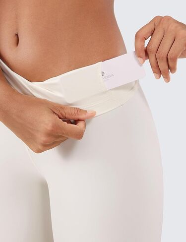 CRZ YOGA Women's Naked Feeling Biker Shorts - 8 Inches High Waisted Yoga Workout Gym Running Shorts Spandex White Apricot X-Large in Saudi Arabia
