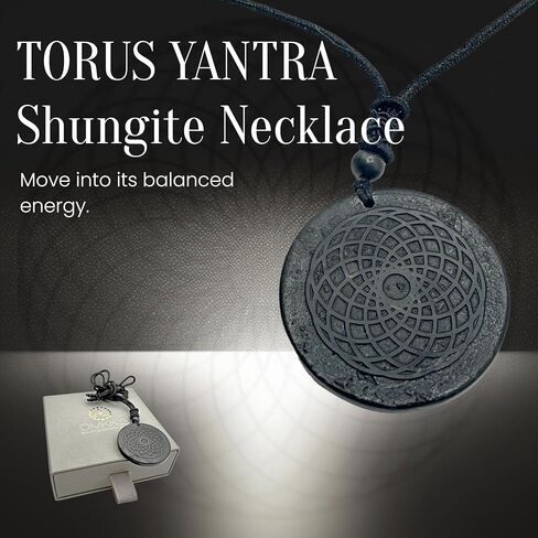 Karelian Shungite pendant necklace | Sacred Geometry Flower of Life Symbol | Healing Spiritual protection Crystal Talisman Jewelry | Chakra Amulet for Meditation in Saudi Arabia