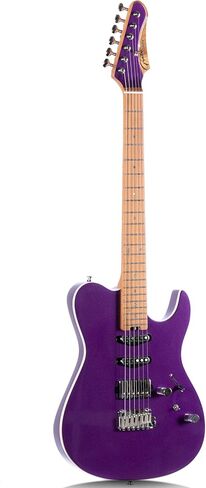 Grote Solid Electric Guitar GR-Modern-T Metallic Finish Poplar Body Roasted Maple Neck Stainless Steel Frets with Gigbag (Purple) in Saudi Arabia
