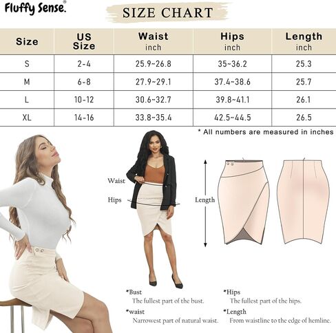Midi Skirt for Women Stretch High Waist Pencil Skirt Wrap Front Bodycon Slit Skirt with Side Pocket in Saudi Arabia