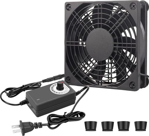 Computer Fan with AC Plug, 120mmm 12V Computer Fan with AC 110V -240V Speed Controller for Receiver DVR Playstation Xbox Computer Cabinet Cooling in Kuwait