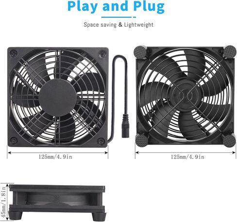 Computer Fan with AC Plug, 120mmm 12V Computer Fan with AC 110V -240V Speed Controller for Receiver DVR Playstation Xbox Computer Cabinet Cooling in Kuwait