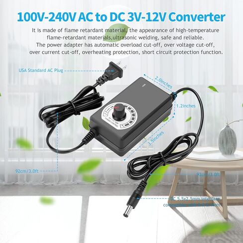 Computer Fan with AC Plug, 120mmm 12V Computer Fan with AC 110V -240V Speed Controller for Receiver DVR Playstation Xbox Computer Cabinet Cooling in Kuwait