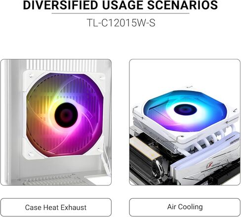Thermalright TL-C12015W-S CPU Fan 120mm Case Fan, Quiet PWM Computer Fan ARGB, 15mm Slimline Cooler Fan, CPU Cooling Fan(White ARGB) in Saudi Arabia