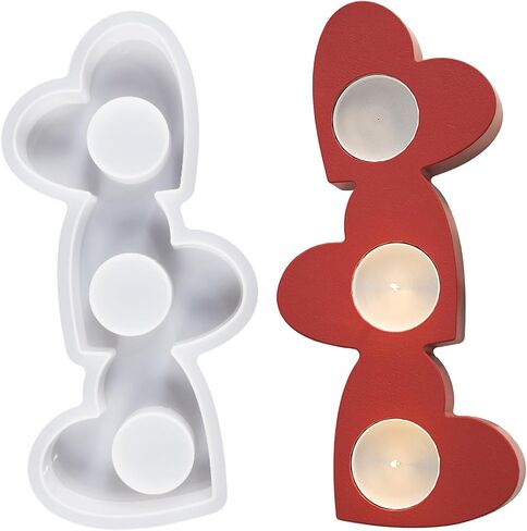 Wehous Heart Resin Mold Candle Holder Silicone Mold 3D Heart Shape Tealight Container Jewelry Holder Silicone Molds for Epoxy Resin Love Cement Concrete Valentine's Day Christmas Craft Making Decor in Saudi Arabia