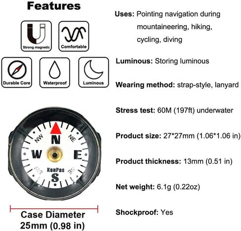 Mini Luminous Button Compass for Watch Band Lanyard in Saudi Arabia