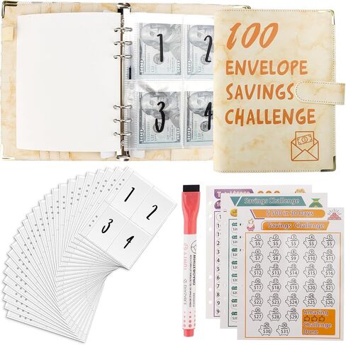 100 Envelopes Money Saving Challenge Binder, Savings Challenges Book with Envelopes for Budget Planner 2024, Libro De Ahorro De Dinero De 100 Dias, Saving Money Challenge Book Money Envelopes for Cash in Saudi Arabia