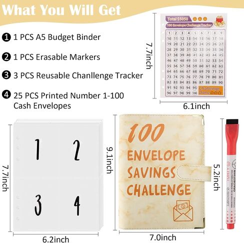 100 Envelopes Money Saving Challenge Binder, Savings Challenges Book with Envelopes for Budget Planner 2024, Libro De Ahorro De Dinero De 100 Dias, Saving Money Challenge Book Money Envelopes for Cash in Saudi Arabia