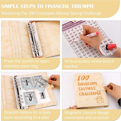 100 Envelopes Money Saving Challenge Binder, Savings Challenges Book with Envelopes for Budget Planner 2024, Libro De Ahorro De Dinero De 100 Dias, Saving Money Challenge Book Money Envelopes for Cash in Saudi Arabia