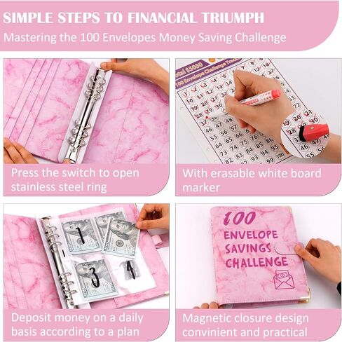 100 Envelopes Money Saving Challenge Binder, Savings Challenges Book with Envelopes for Budget Planner 2024, Libro De Ahorro De Dinero De 100 Dias, Saving Money Challenge Book Money Envelopes for Cash in Saudi Arabia