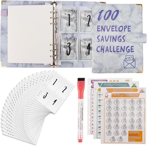 100 Envelopes Money Saving Challenge Binder, Savings Challenges Book with Envelopes for Budget Planner 2024, Libro De Ahorro De Dinero De 100 Dias, Saving Money Challenge Book Money Envelopes for Cash in Saudi Arabia