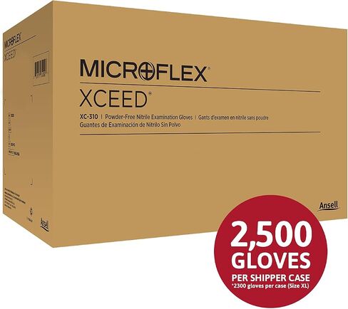 Microflex XCEED-XC310 قفازات النتريل القابل للتصرف، قفازات خالية من اللاتكس، خالية من المسحوق للتنظيف والميكانيكا والسيارات والصناعية ومعالجة الأغذية أو التطبيقات الطبية، أزرق، حجم متوسط، صندوق مكون من 250 وحدة in Kuwait