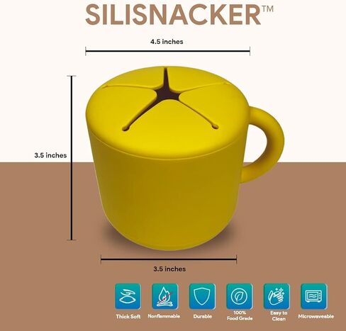 | كأس SiliSnacker™ للوجبات الخفيفة | حاوية الوجبات الخفيفة السيليكون | صائد الوجبات الخفيفة للأطفال الصغار والرضع (لاتيه) in Kuwait