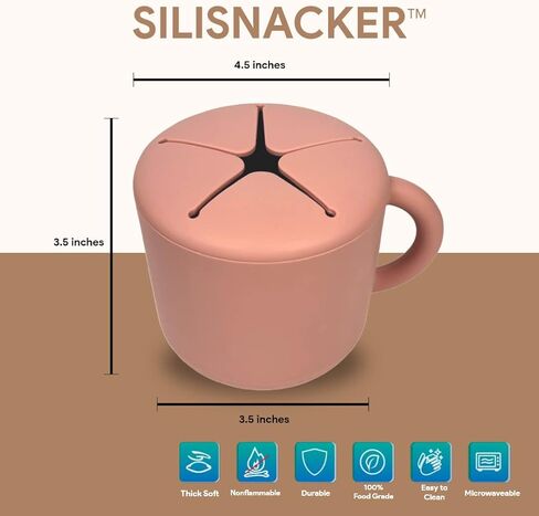 | كأس SiliSnacker™ للوجبات الخفيفة | حاوية الوجبات الخفيفة السيليكون | صائد الوجبات الخفيفة للأطفال الصغار والرضع (لاتيه) in Kuwait