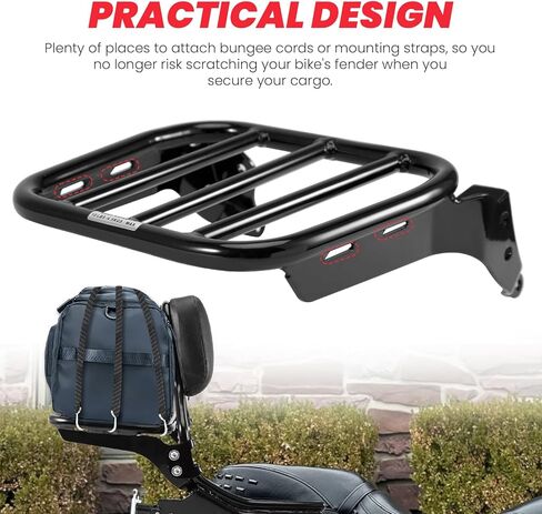 رف الأمتعة الرياضي متوافق مع Holdfast Sissy Bar Uprights Fit 2018-Up Harley Davidson Deluxe FLDE Softail Standard FXST Street Bob FXBB FXBBS Heritage Classic FLHC FLHCS Slim FLSL FLI in Kuwait