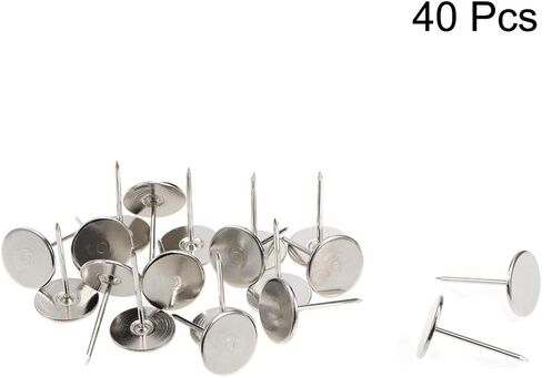 uxcell Upholstery Nails Tacks 19mmx30mm Flat Head Furniture Nails Silver Tone for Furniture Sofa Headboards, 40 Pcs in Saudi Arabia