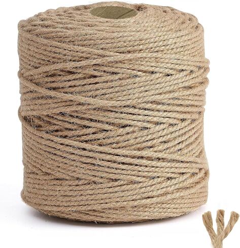 Natural Jute Twine,3ply Jute Twine 656 Feet Long Brown Twine String Rope for Crafts,Gift Wrapping,Gardening,Packing and Home Decor 2mm Jute Twine in Kuwait