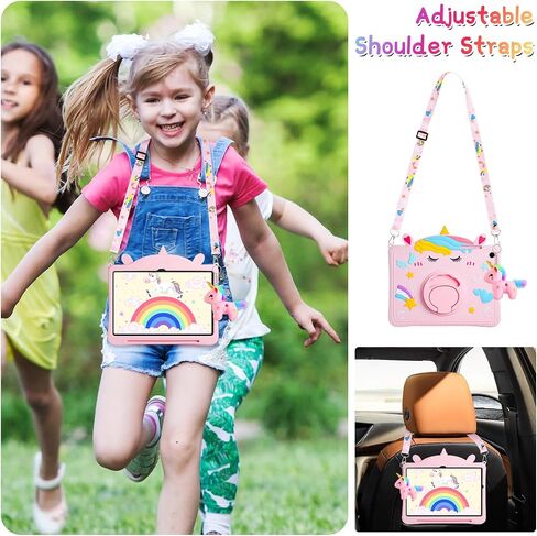 VOFUOE for Samsung Galaxy Tab A9 Plus Case for Kids Girls Galaxy Tab A9+ Cases with Screen Protector Dolls Shoulder Strap Stand Soft Silicone Tablet Cover for Galaxy Tab A9 Plus 11 Inch 2023-Pink in Saudi Arabia