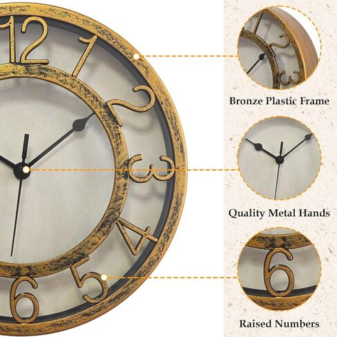 ساعة حائط كوارتز صامتة مقاس 8 بوصات من SAC SMARTEN ARTS ساعات ذهبية رقمية غير موقوتة مع أرقام ثلاثية الأبعاد وإطار بلاستيكي سهل القراءة وساعة حائط عتيقة in Kuwait