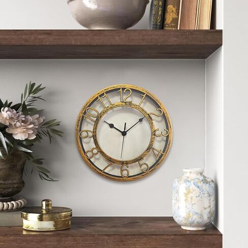 ساعة حائط كوارتز صامتة مقاس 8 بوصات من SAC SMARTEN ARTS ساعات ذهبية رقمية غير موقوتة مع أرقام ثلاثية الأبعاد وإطار بلاستيكي سهل القراءة وساعة حائط عتيقة in Kuwait