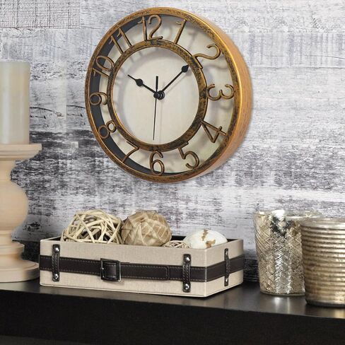 ساعة حائط كوارتز صامتة مقاس 8 بوصات من SAC SMARTEN ARTS ساعات ذهبية رقمية غير موقوتة مع أرقام ثلاثية الأبعاد وإطار بلاستيكي سهل القراءة وساعة حائط عتيقة in Kuwait