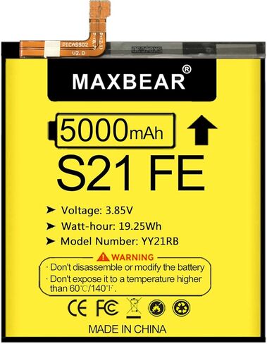 بطارية MAXBEAR Galaxy S21 FE، (محدثة) بطارية بديلة 5000 مللي أمبير في الساعة 3.85 فولت ليثيوم بوليمر EB-BG990ABY لهاتف Samsung Galaxy S21 FE 5G SM-G990U مع مجموعة أدوات الإصلاح in Kuwait