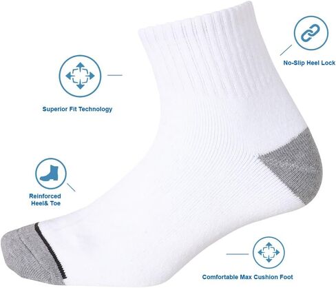 Men’s 10Pack Athletic Socks,Comfy Cotton Full Cushion Casual Ankle Socks in Saudi Arabia