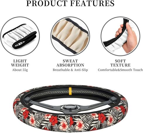 Daisy Floral Fashion Flower Steering Wheel Cover for Women Men Girls Car Accessories Decor Anti-Slip Neoprene Auto Steering Wheel Covers Protector Universal 15 Inch in Kuwait